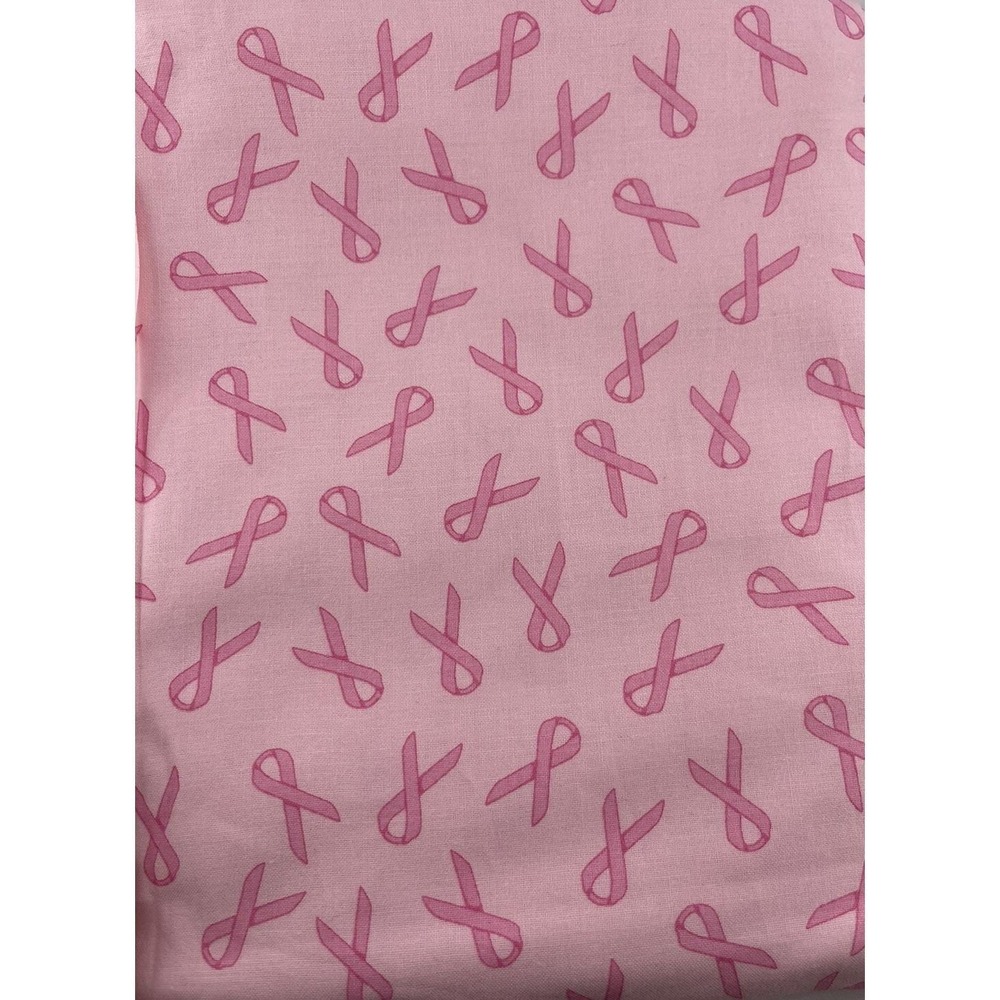 Pink‎ Ribbon Fabric 100% Cotton 1 3/4 Yards By MBT, Inc.